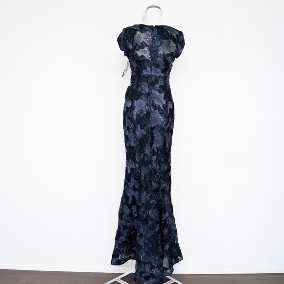 Betsy & Adam - Flower Embroidered Cap Sleeve Gown - Picture 3 of 11